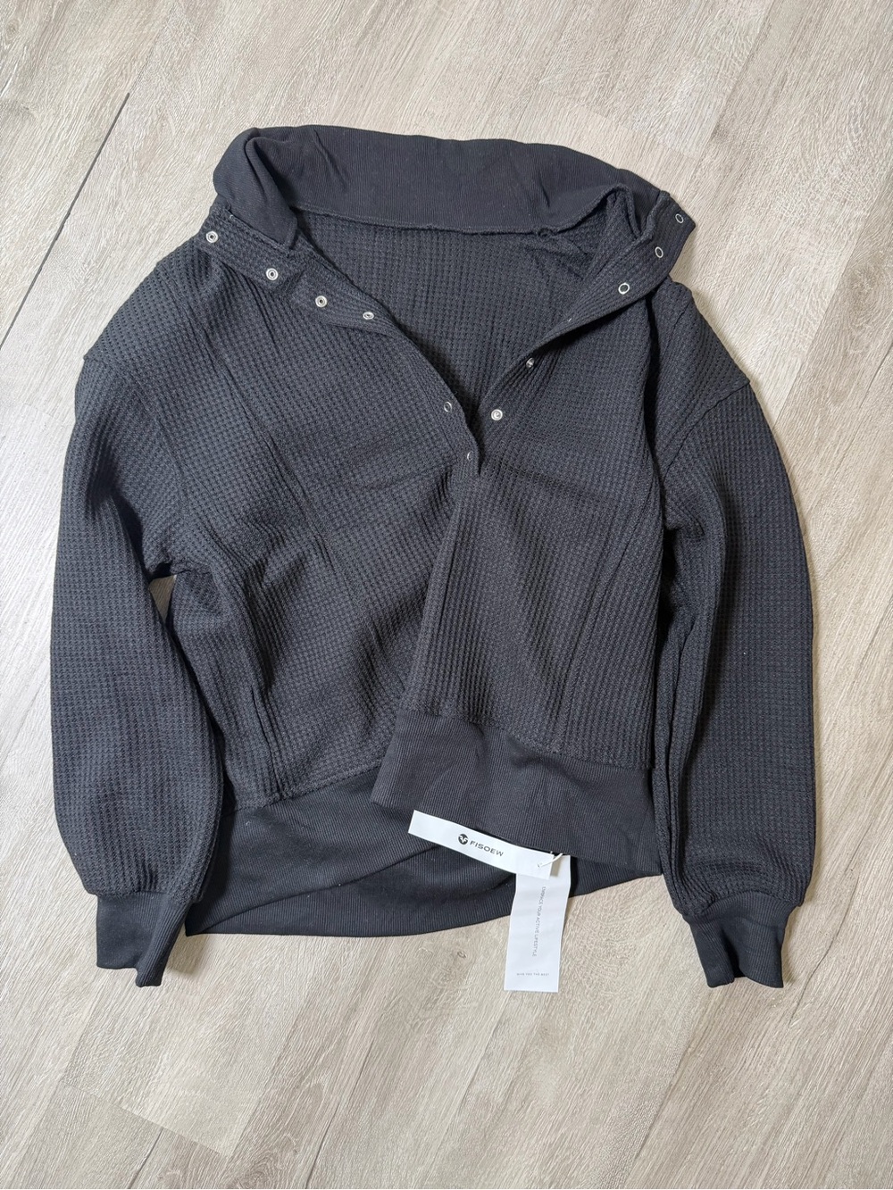 Black Waffle-Knit Sweater